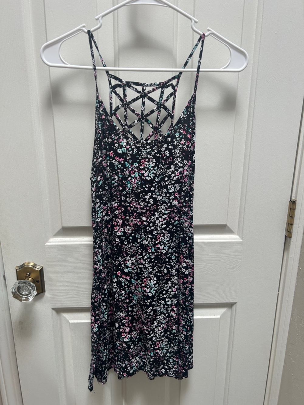 Aeropostale Black Floral Strappy Sundress